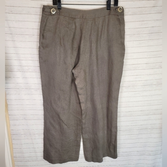 J. Jill 100% Linen Wide Leg Crop Trousers in Taupe Brown, sz 16 - Picture 6 of 10